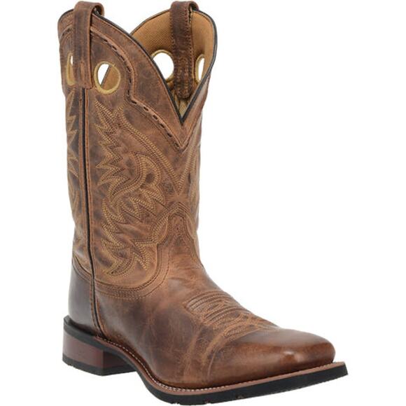 NEW Laredo Kane‎ Cowboy Boots Tan Distressed Leather Square Toe Western Rugged main image 14